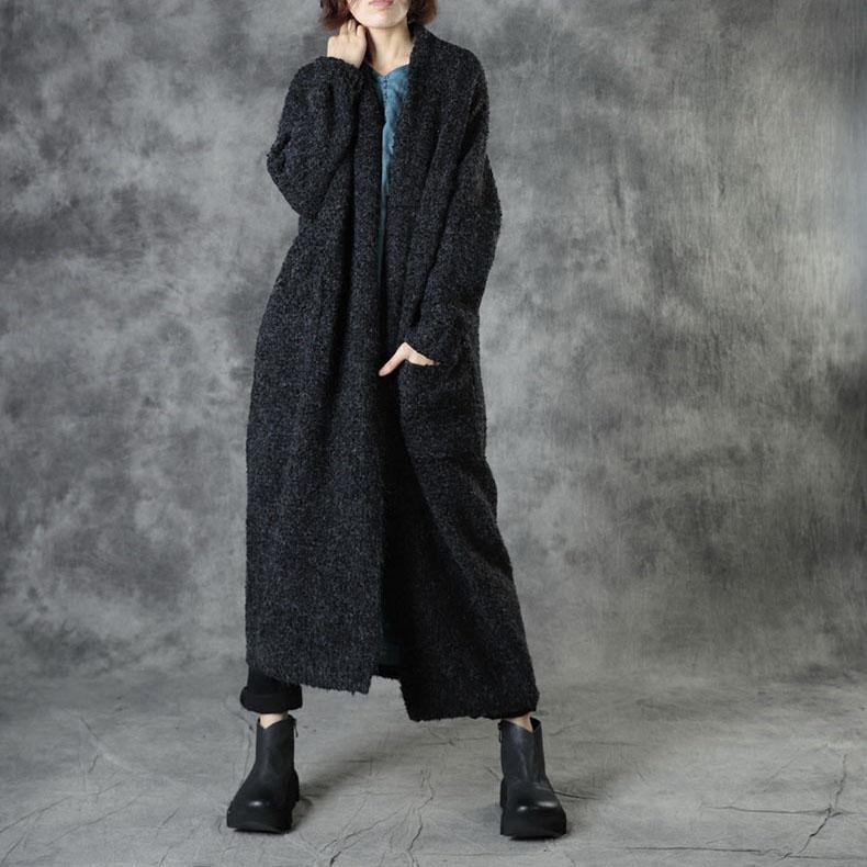 Chic Black Loose Pockets Fall Sweaters Coat - Omychic