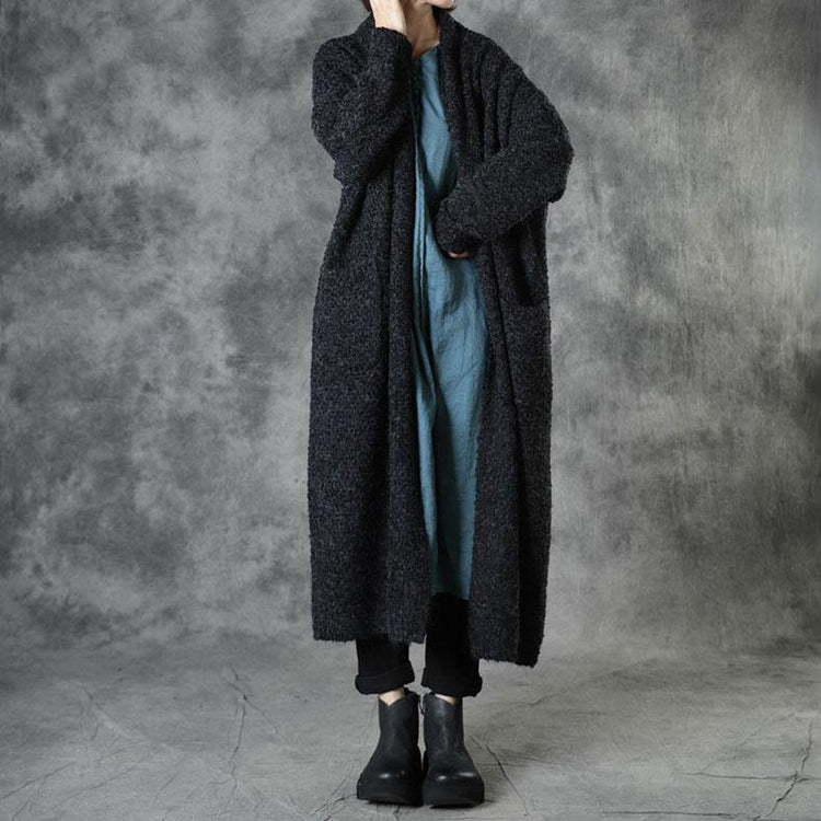 Chic Black Loose Pockets Fall Sweaters Coat - Omychic