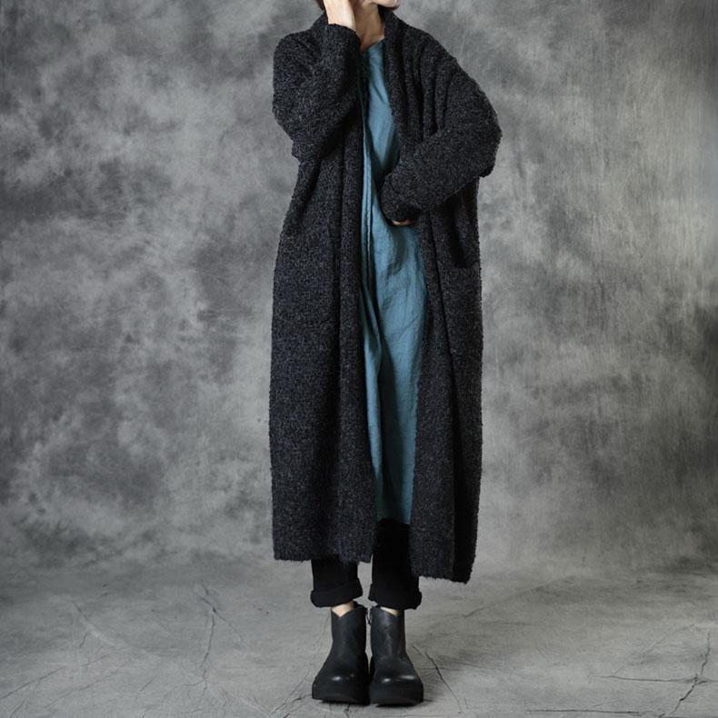 Chic Black Loose Pockets Fall Sweaters Coat - Omychic