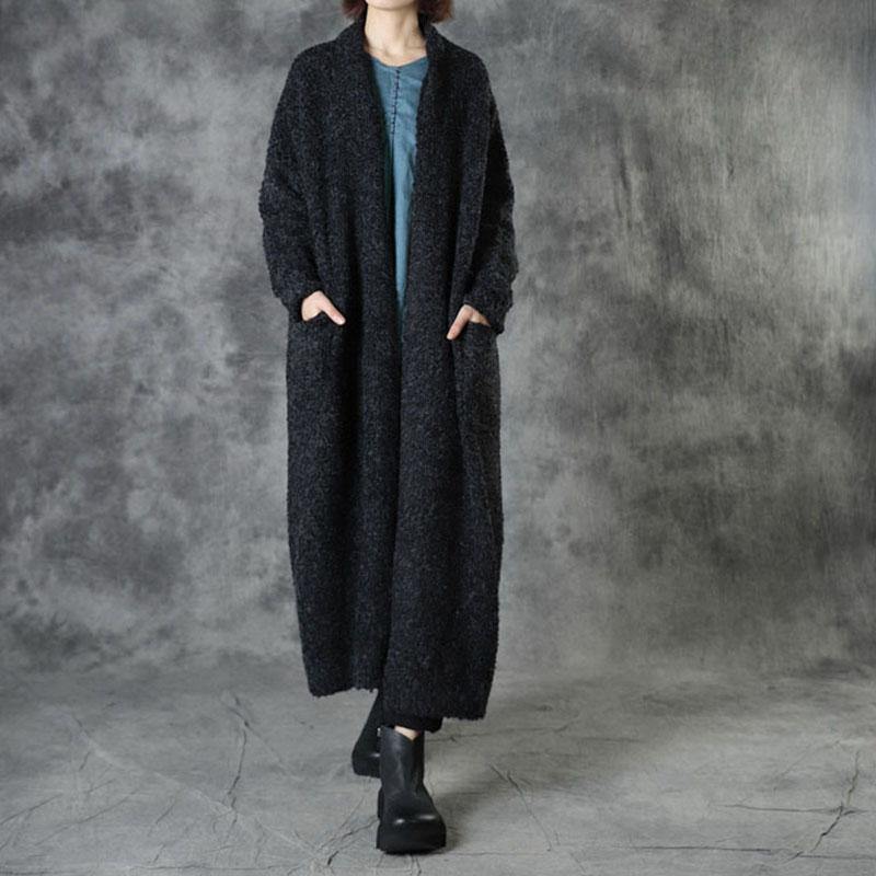 Chic Black Loose Pockets Fall Sweaters Coat - Omychic