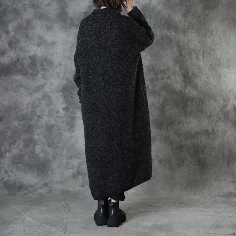 Chic Black Loose Pockets Fall Sweaters Coat - Omychic