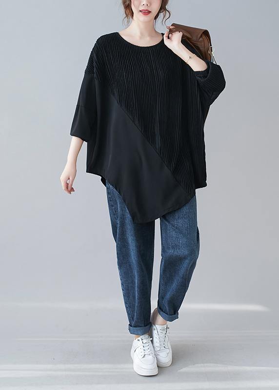 Chic Black Top Half Sleeve - Omychic