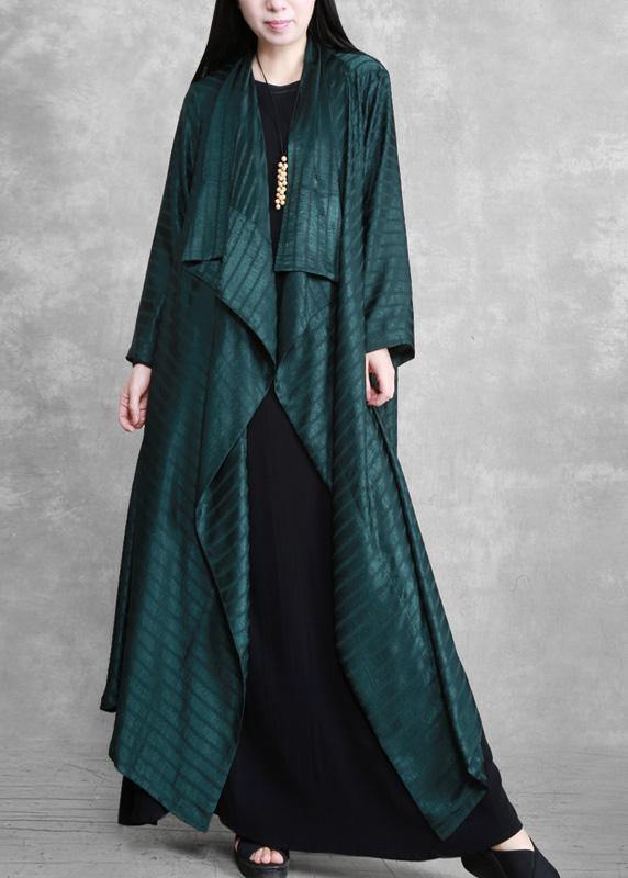 Chic Blackish Green Striped Asymmetric Robe Dress - Omychic