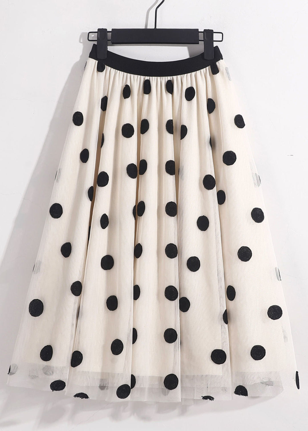 Chic Blue High Waist Oversized Dot Print Tulle Skirt Spring