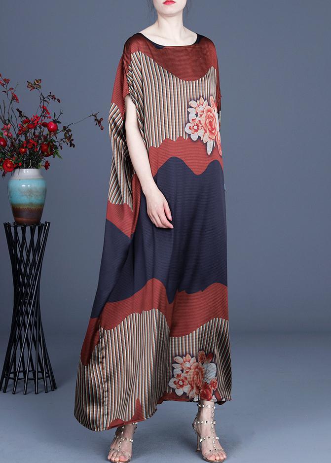 Chic Color block Batwing Sleeve Silk Maxi Dresses Summer Spring ( Limited Stock) - Omychic