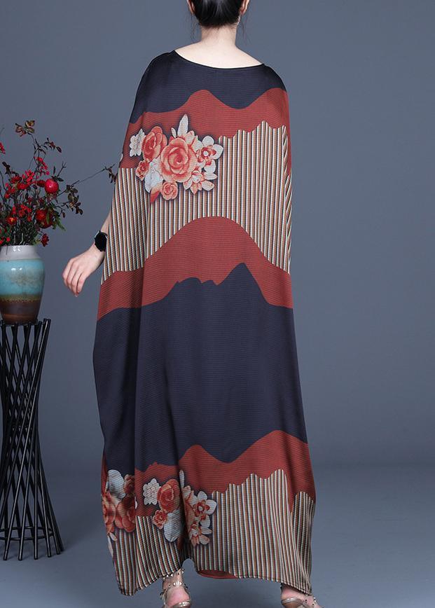 Chic Color block Batwing Sleeve Silk Maxi Dresses Summer Spring ( Limited Stock) - Omychic