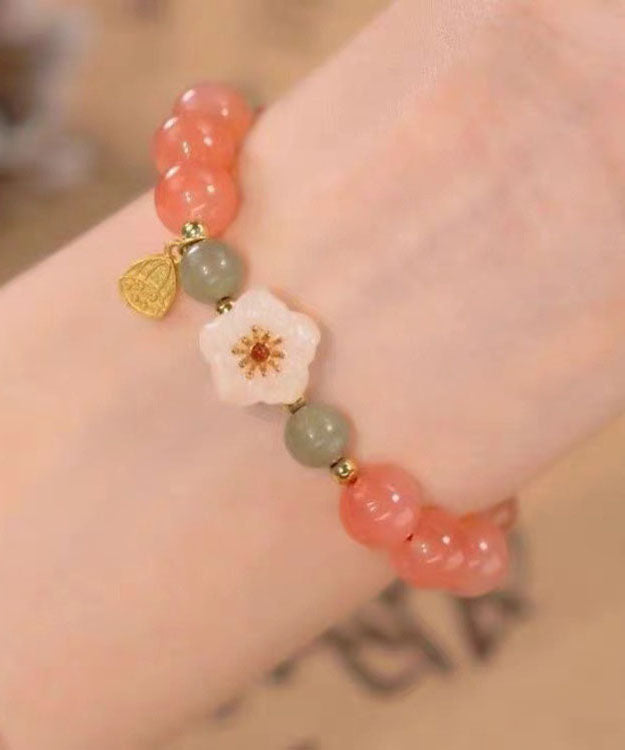 Chic Colorblock Floral Beading Charm Bracelet