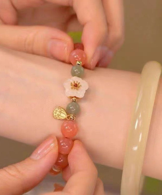 Chic Colorblock Floral Beading Charm Bracelet