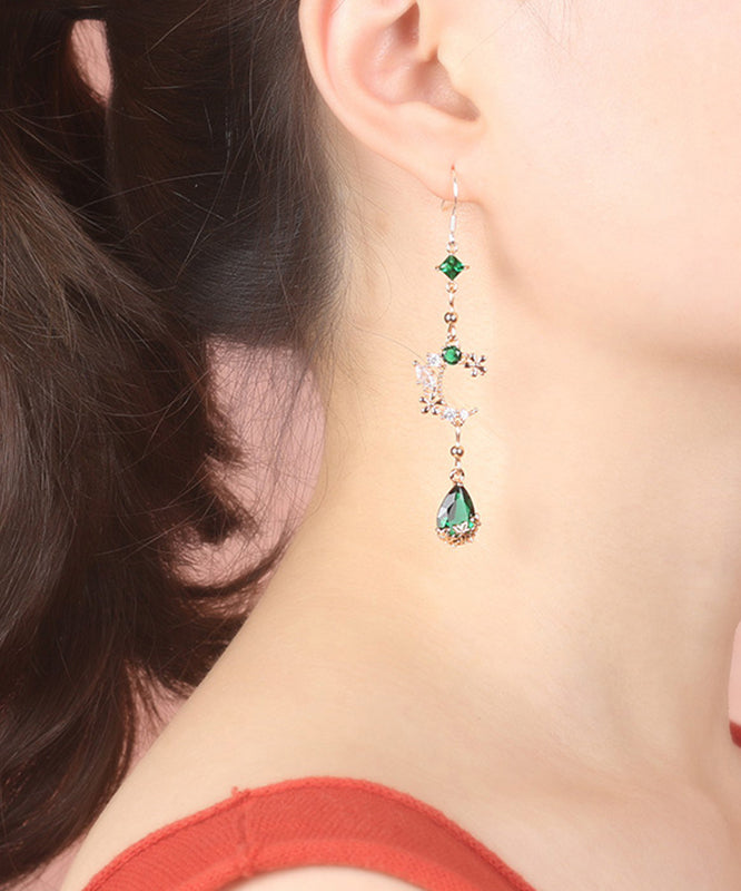 Chic Green Gem Stone Water Drop Drop Earrings