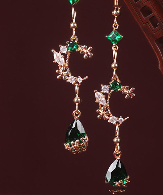 Chic Green Gem Stone Water Drop Drop Earrings