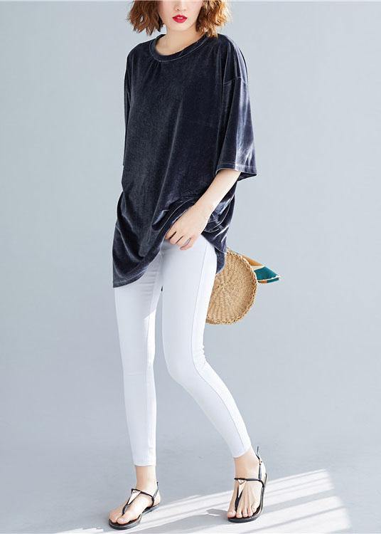 Chic Grey Loose Casual Spring Half Sleeve Tee - Omychic