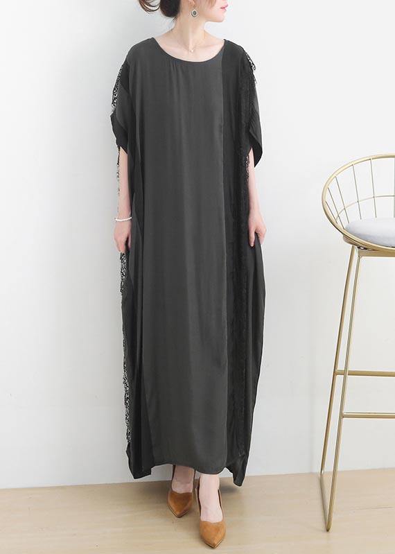 Chic Grey Patchwork Casual Summer Cotton Dress - Omychic