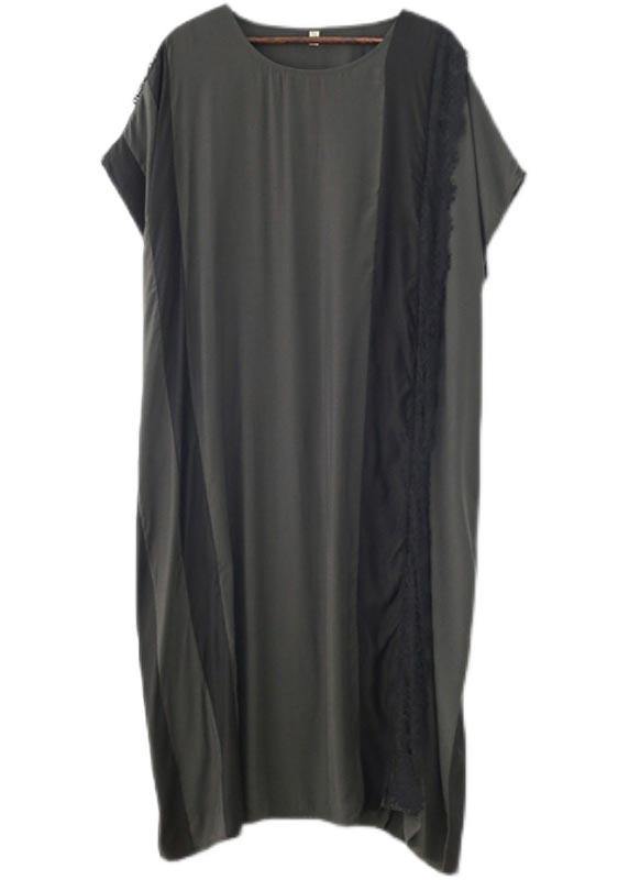 Chic Grey Patchwork Casual Summer Cotton Dress - Omychic