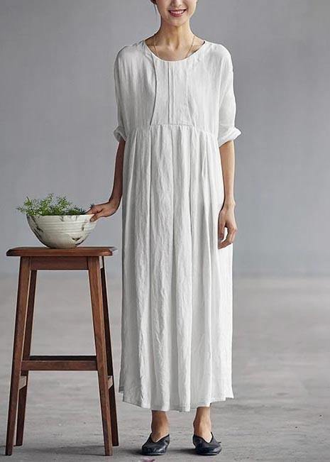 Chic Linen Dresses 18th Century Chinese Style Elegant Pleated Loose Dress - Omychic