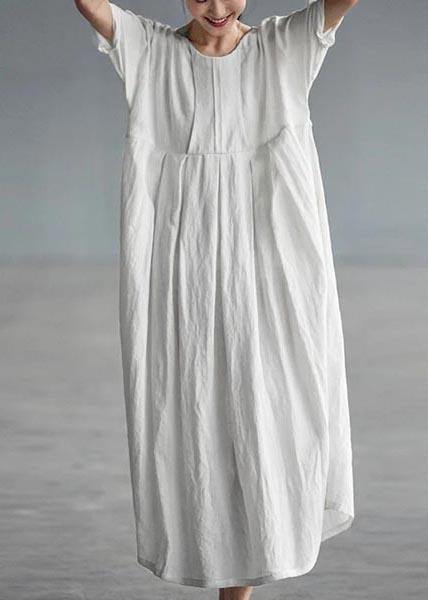 Chic Linen Dresses 18th Century Chinese Style Elegant Pleated Loose Dress - Omychic