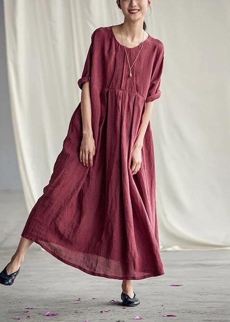 Chic Linen Dresses 18th Century Chinese Style Elegant Pleated Loose Dress - Omychic