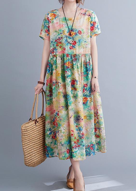 Chic Pink Print Cotton Pockets Summer Dress ( Limited Stock) - Omychic