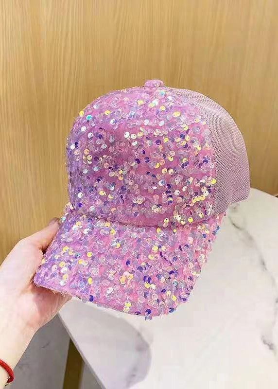 Chic Pink Sequins Breathable Baseball Cap Hat