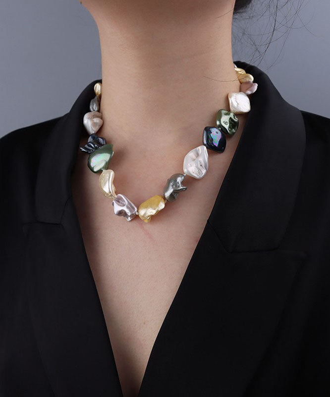 Chic Rainbow Pearl Shell Gratuated Bead Necklace