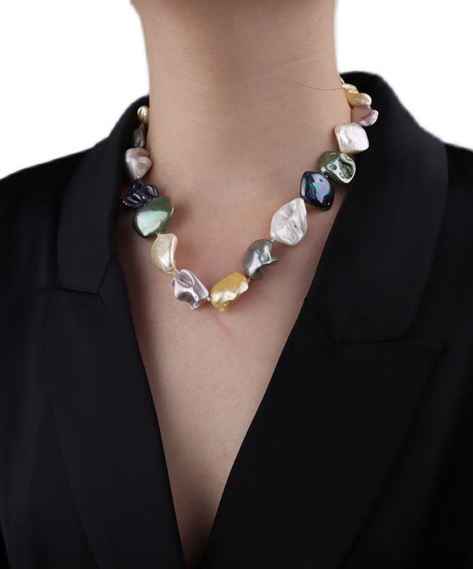 Chic Rainbow Pearl Shell Gratuated Bead Necklace