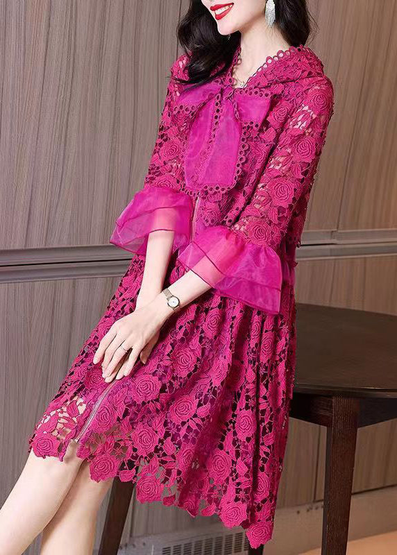 Chic Rose Hooded Embroideried Patchwork Lace Dresses Fall