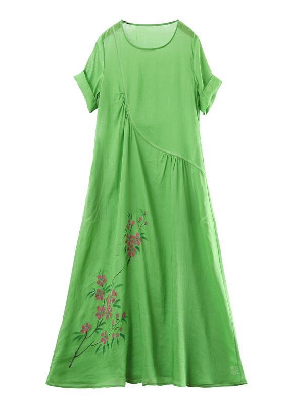 Chic Rose Print asymmetrical design Party Summer Linen Dress - Omychic