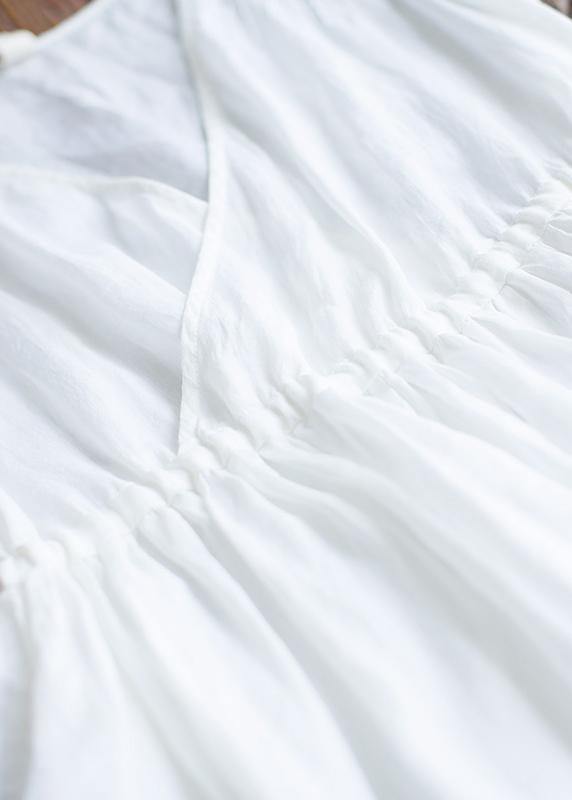 Chic V Neck Sleeveless Summer Clothes Design White Traveling Dress - Omychic