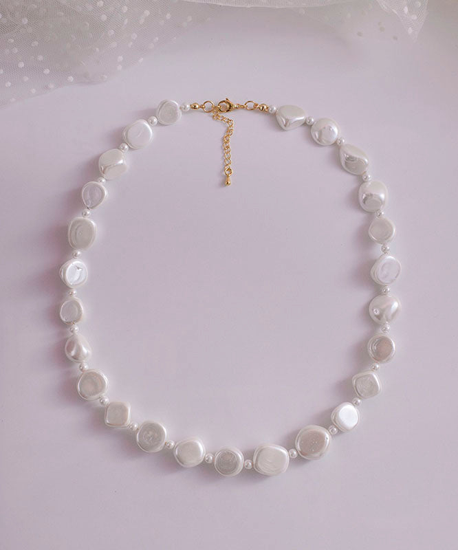 Chic White Asymmetricar Pearl Gratuated Bead Necklace