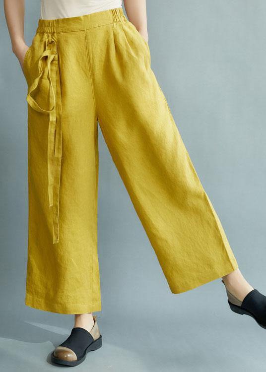 Chic Yellow Loose Straight Fall Casual Pants - Omychic