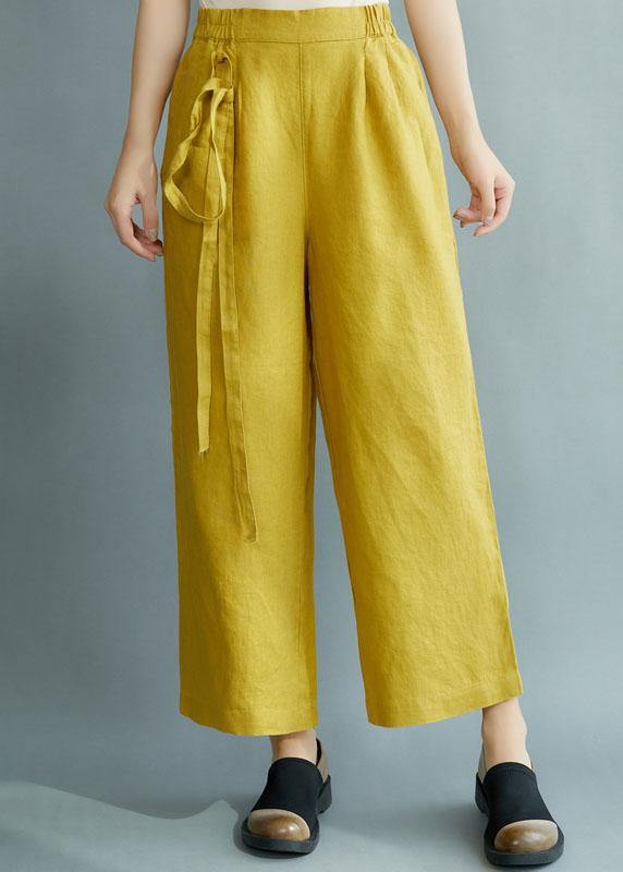 Chic Yellow Loose Straight Fall Casual Pants - Omychic