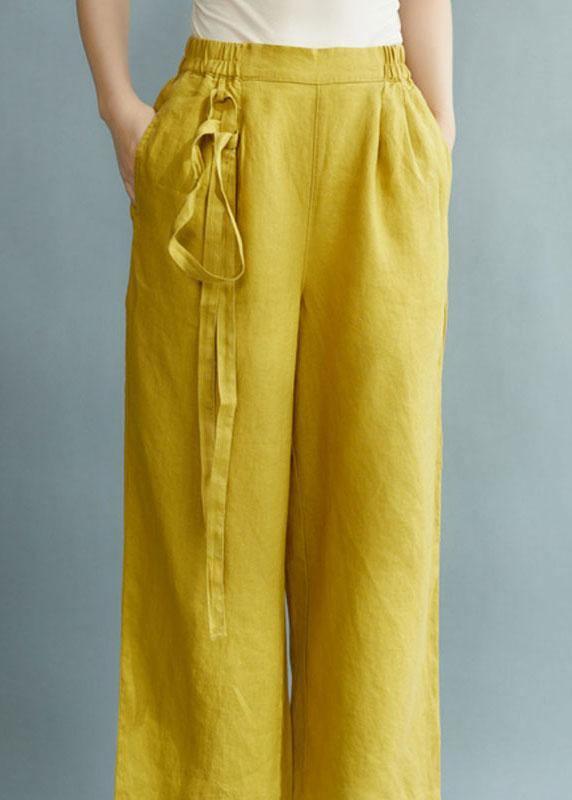 Chic Yellow Loose Straight Fall Casual Pants - Omychic