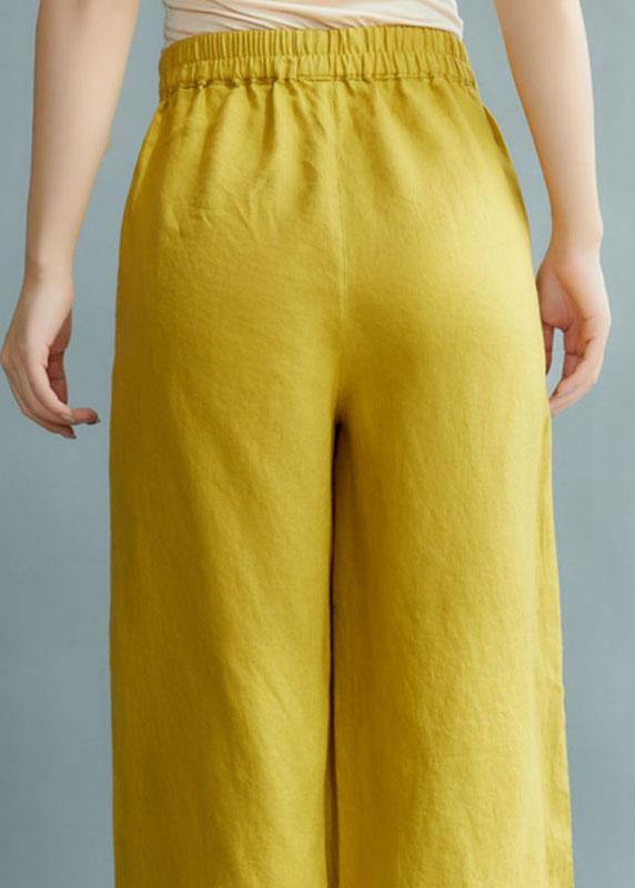 Chic Yellow Loose Straight Fall Casual Pants - Omychic