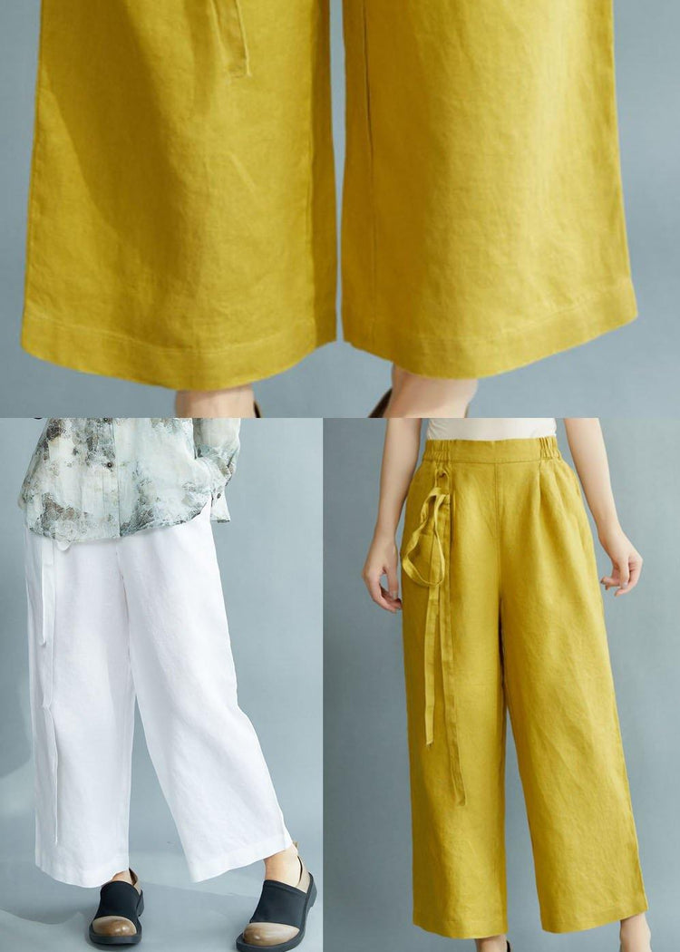 Chic Yellow Loose Straight Fall Casual Pants - Omychic