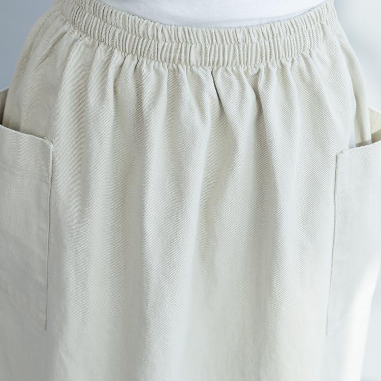 Chic elastic waist pockets cotton skirt Fabrics yellow spring - Omychic