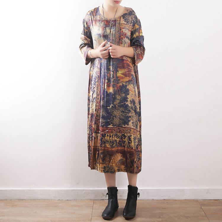 Chic linen Soft Surroundings Vintage o neck Online Shopping vintage Maxi Dress - Omychic