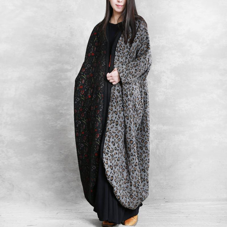 Chic patchwork wool clothes For Women pattern gray Maxi Dress fall - Omychic