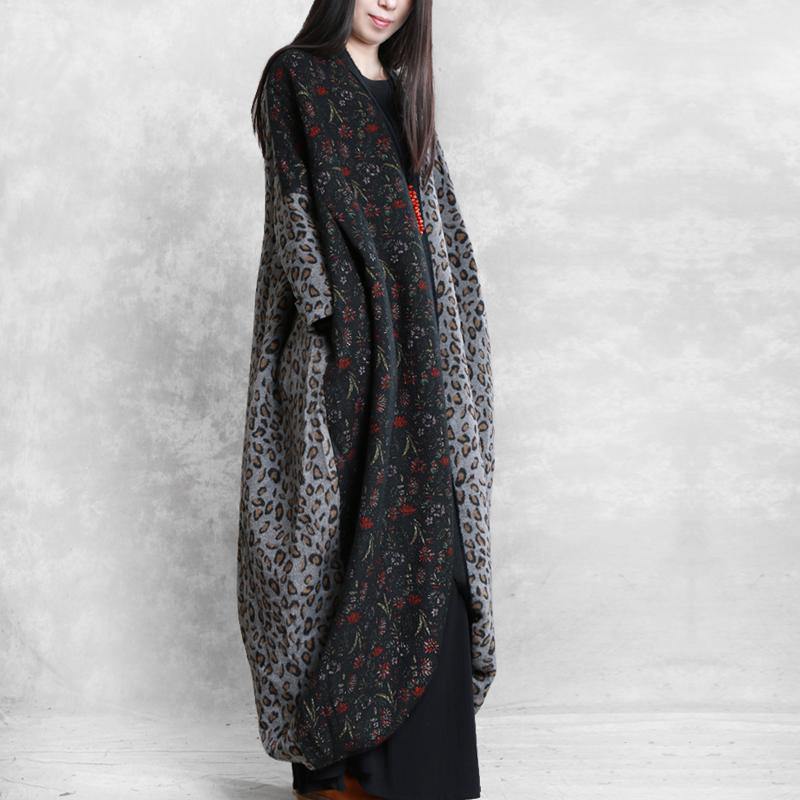 Chic patchwork wool clothes For Women pattern gray Maxi Dress fall - Omychic