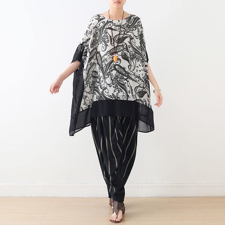 Chic prints chiffon shirts women Fashion Ideas white patchwork top - Omychic