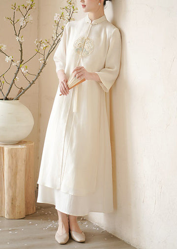 New Chinese Style Beige Embroidered Versatile Tote Bag