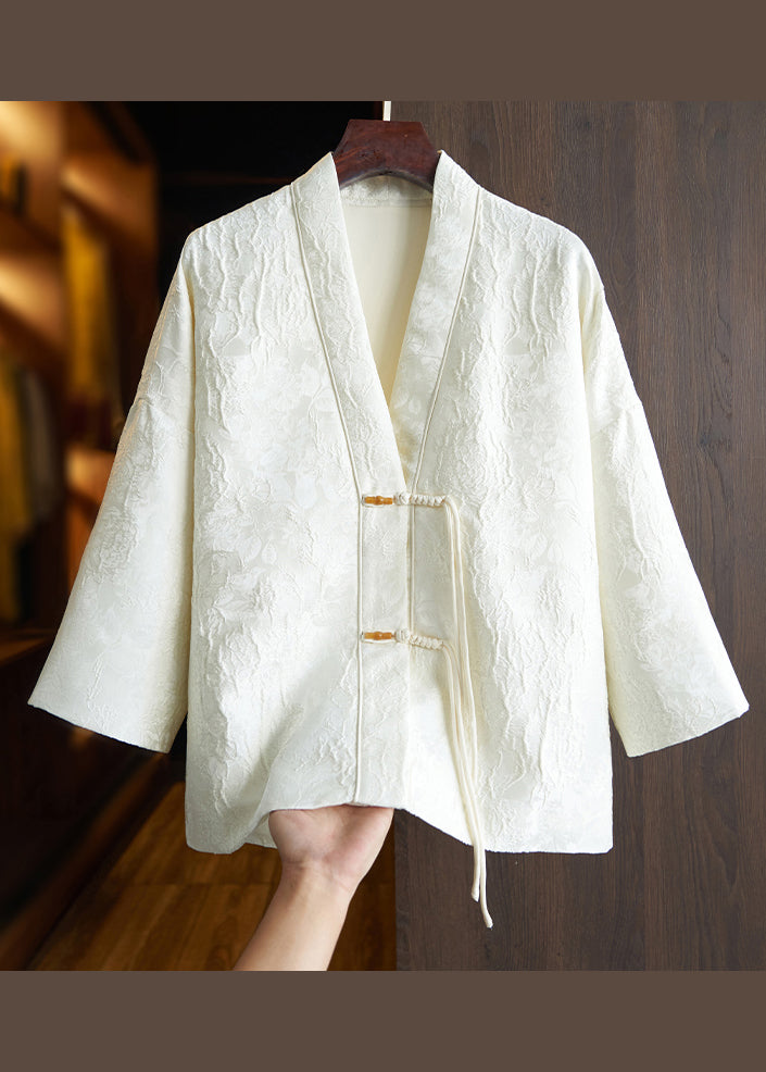 Chinese Style Black Tasseled Jacquard Patchwork Cotton Coats Fall