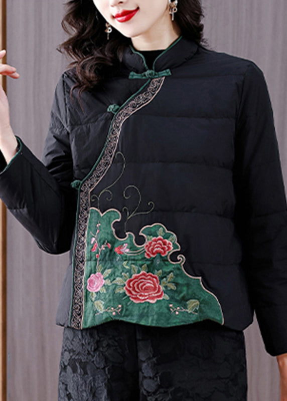 Chinese Style Red Stand Collar Embroideried Fine Cotton Filled Jackets Winter