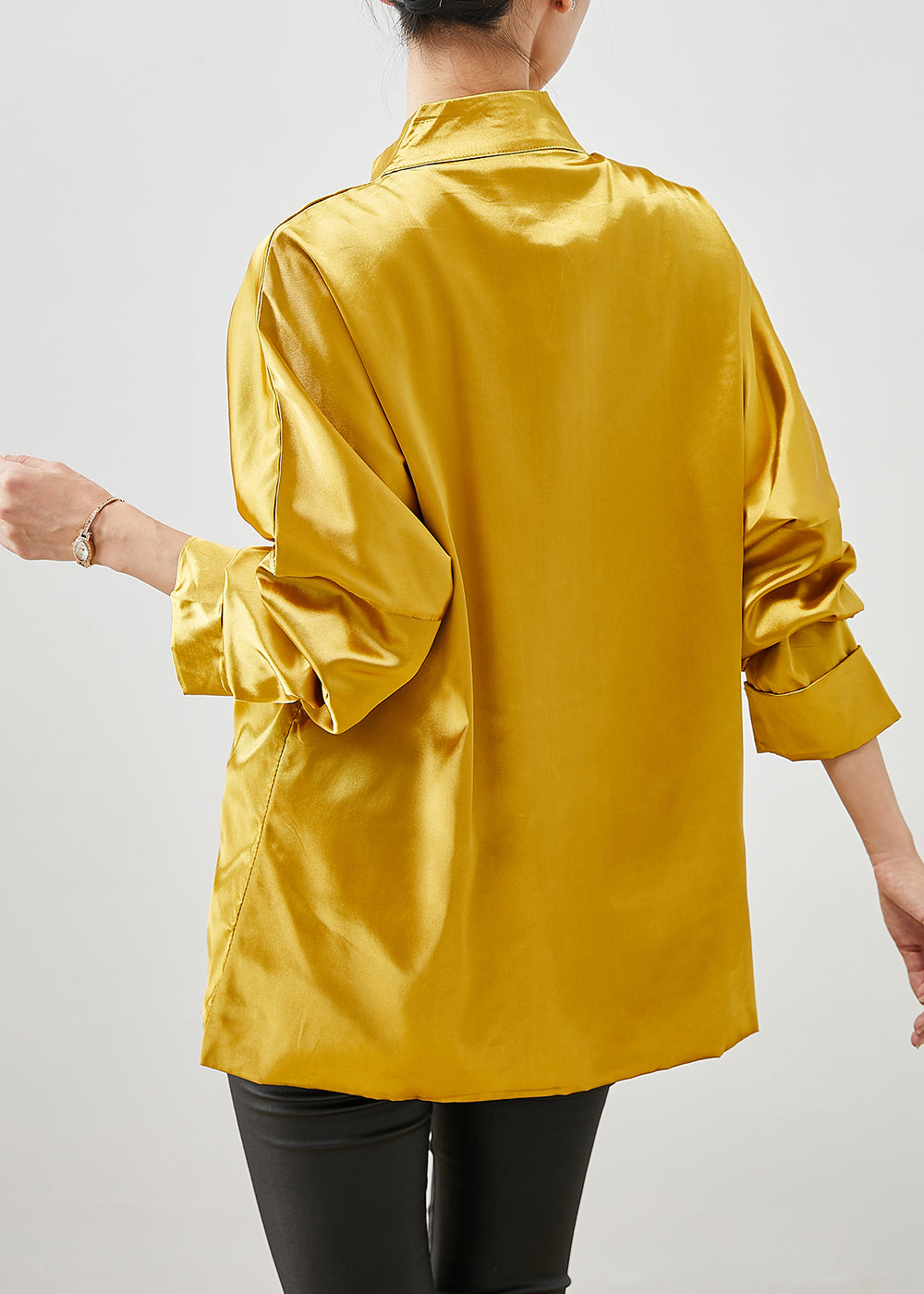 Chinese Style Yellow Embroideried Silk Jackets Spring