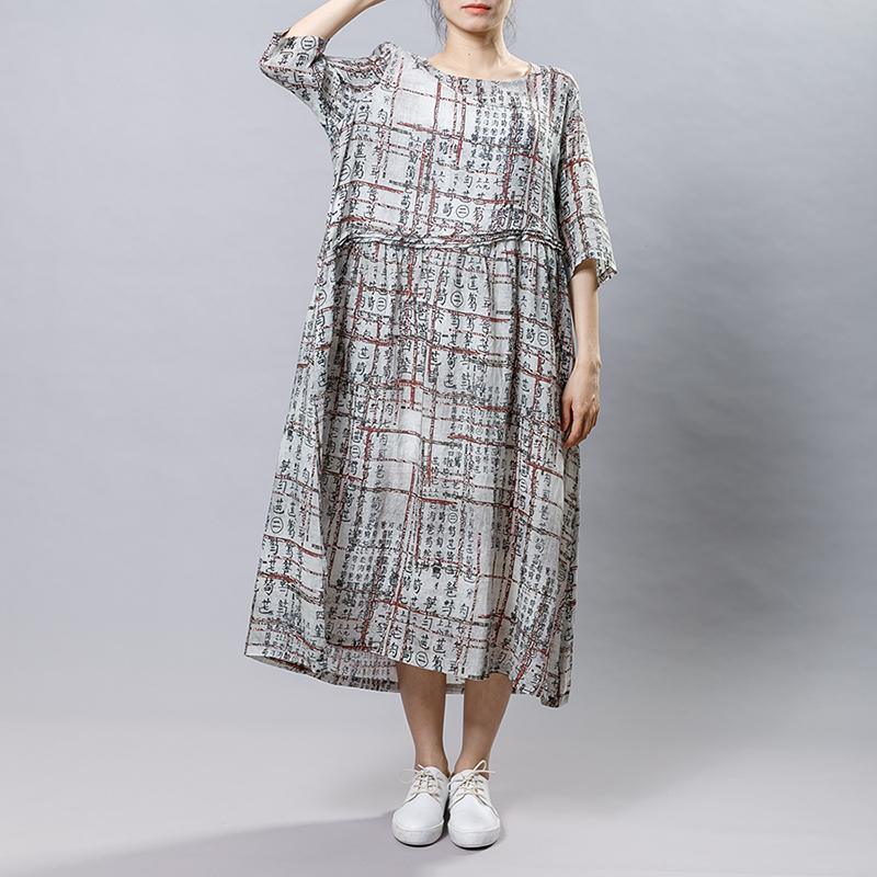 Chinese Calligraphy Splicing Casual Loose Dress - Omychic