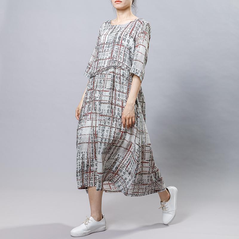 Chinese Calligraphy Splicing Casual Loose Dress - Omychic