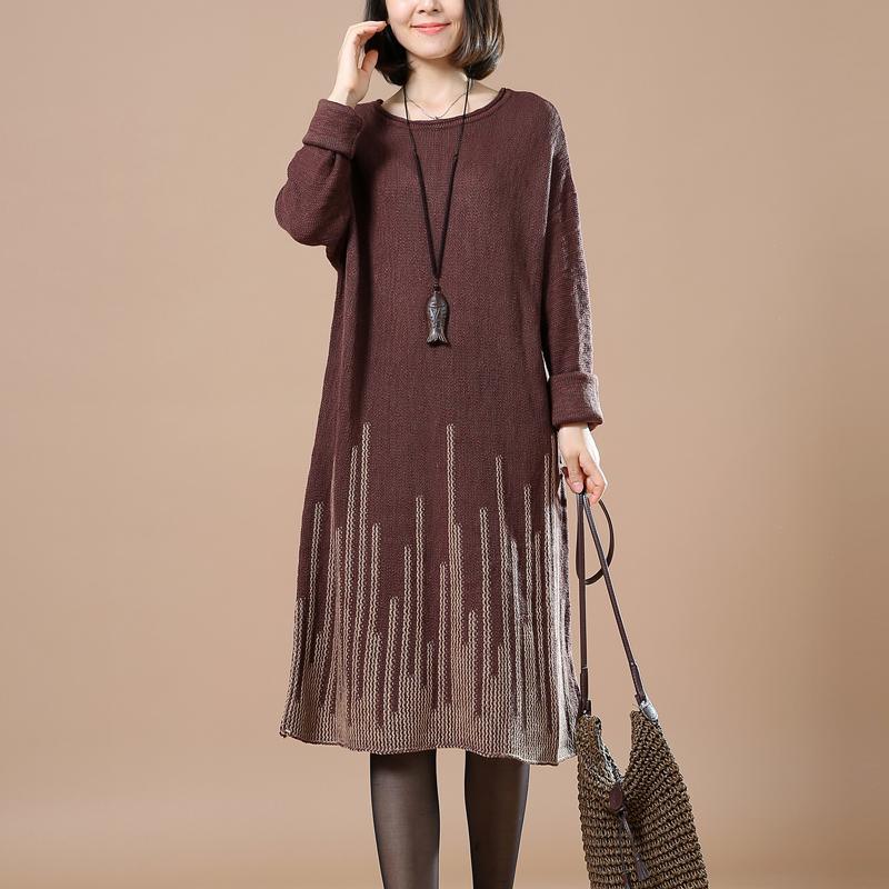 Chocolate falling stars women knit sweaters knit dress plus - Omychic