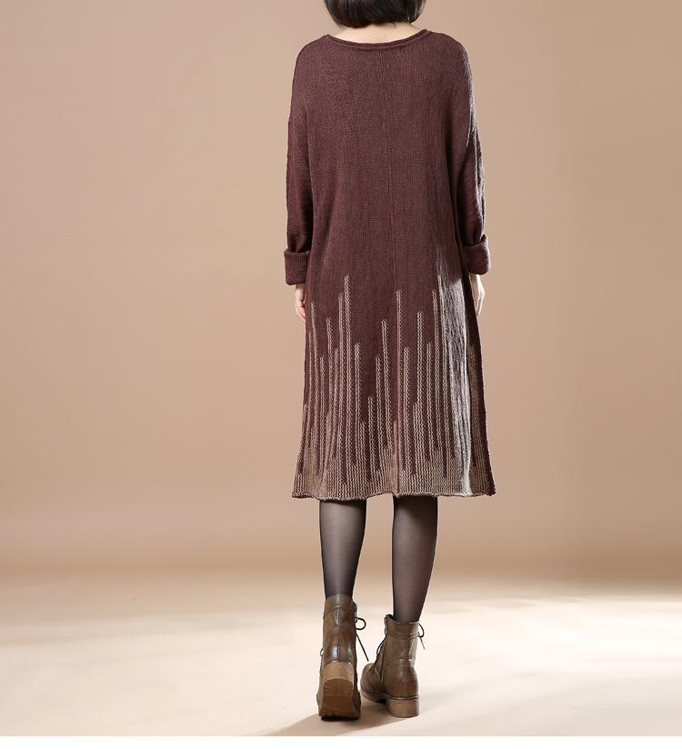 Chocolate falling stars women knit sweaters knit dress plus - Omychic