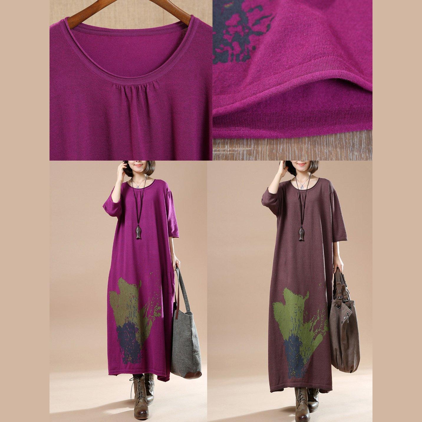 Chocolate half sleeve maxi dress plus size dresses - Omychic