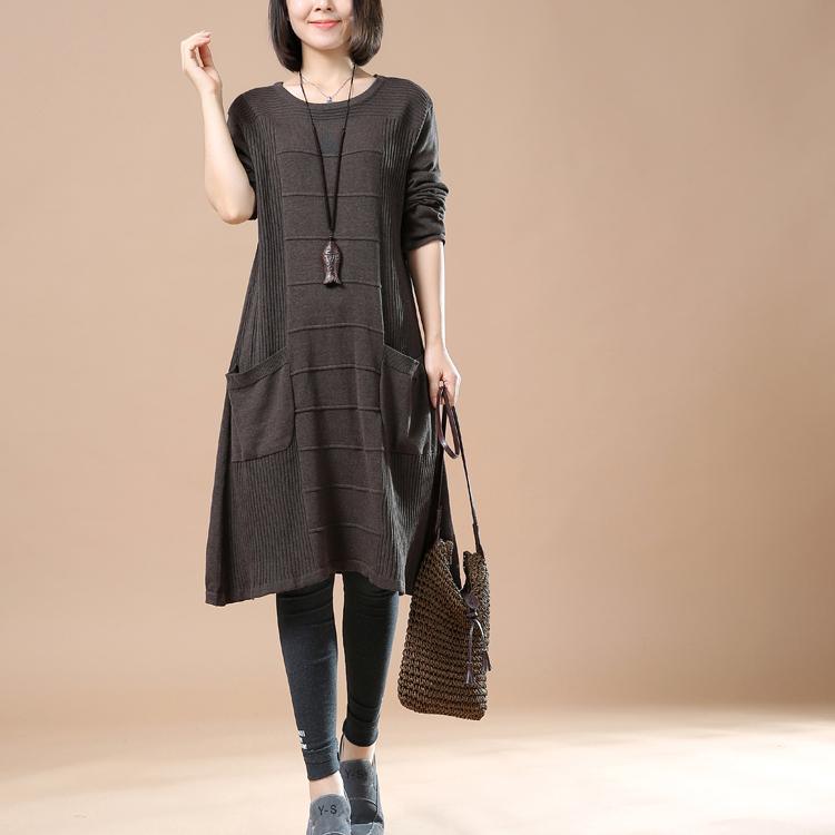 Chocolate new causal sweater dresses plus size - Omychic