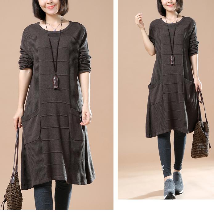 Chocolate new causal sweater dresses plus size - Omychic