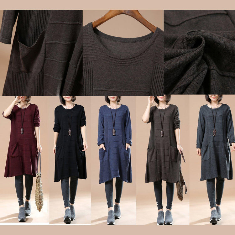 Chocolate new causal sweater dresses plus size - Omychic